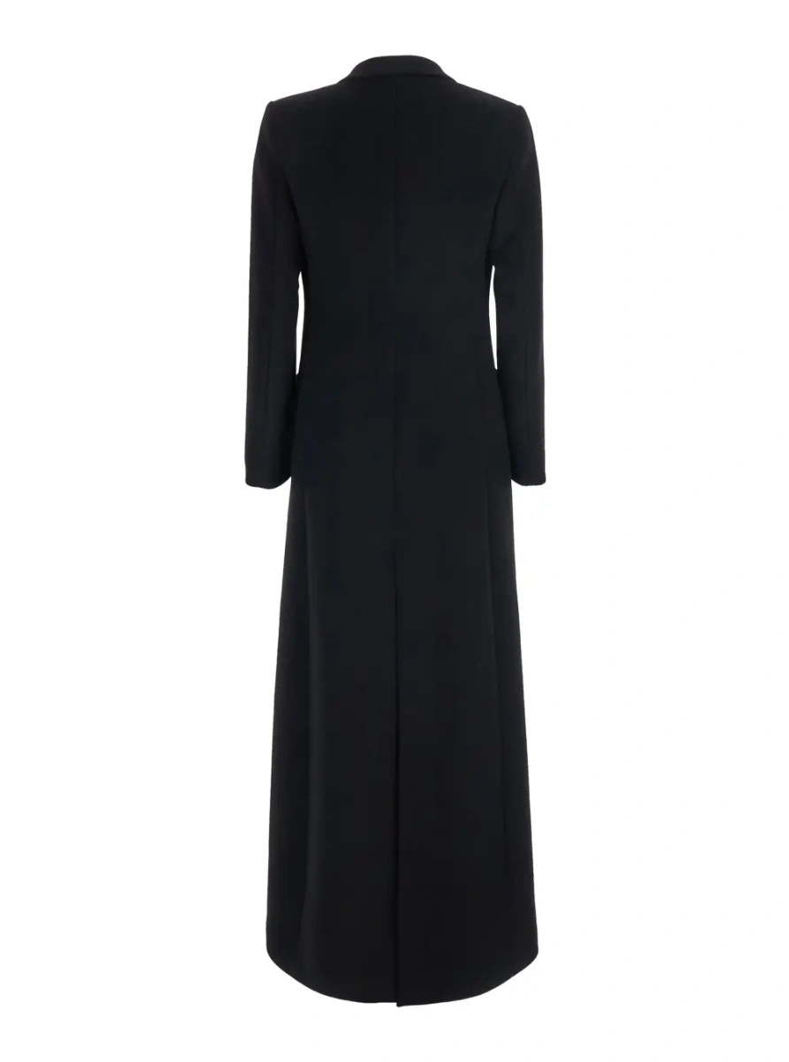 Palton Black single-breasted coat with peak revers in wool blend for women - Img 2