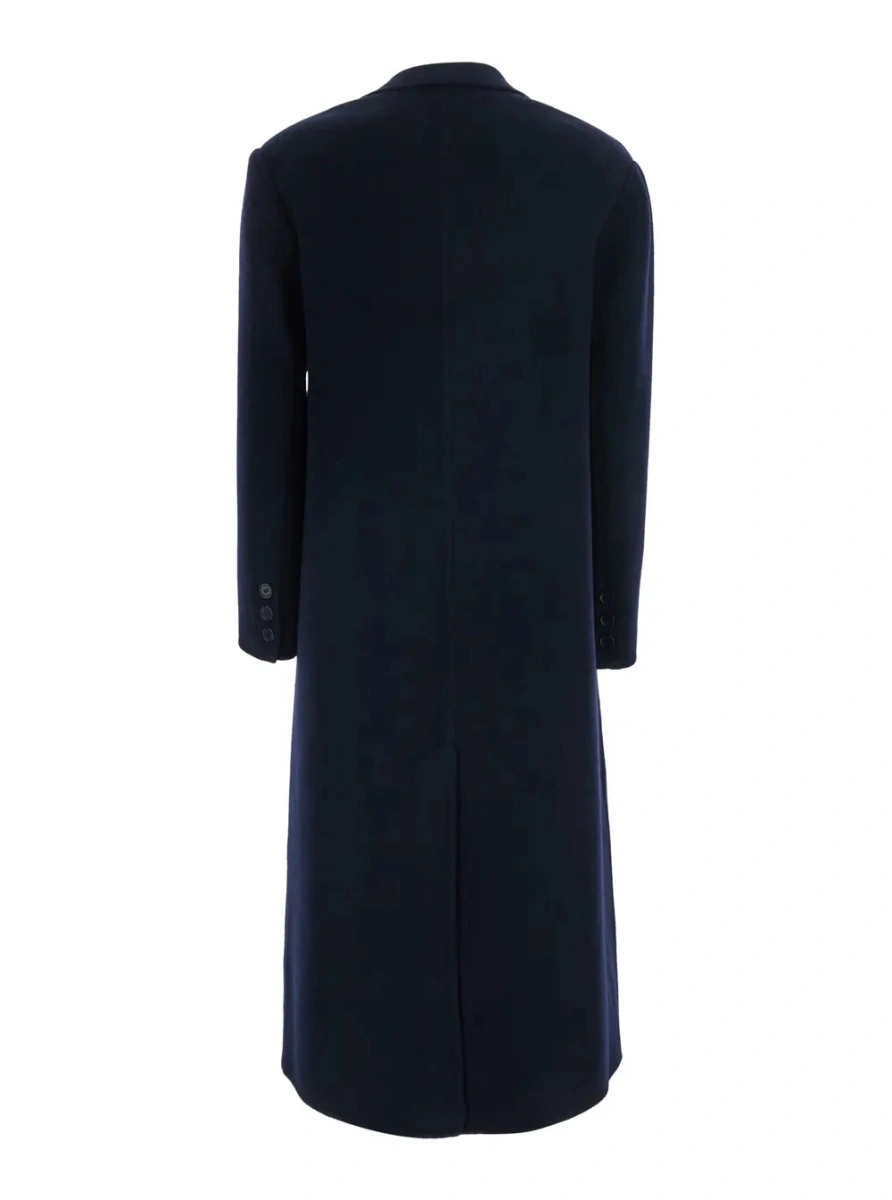 Palton blue Double-breasted coat with Notched revers in wool and cashmere women - Img 2