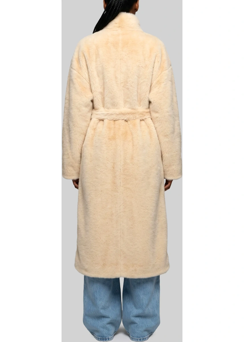 Palton Camel Ravello Faux Fur Robe Coat - Img 4
