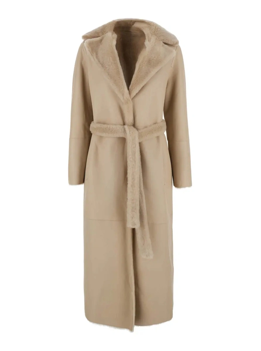 Palton Coat 120cm with shirt collar and front closure women pink - Img 4
