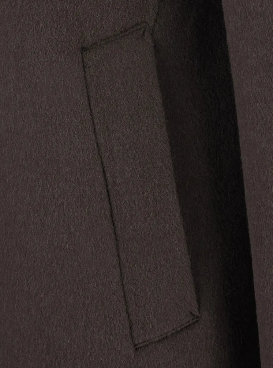 Palton Coat with classic collar and button closure in grey wool for men - Img 3