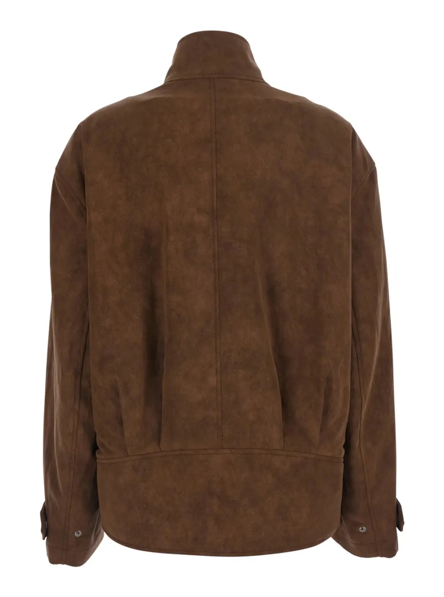 Palton Coat with Notched Revers and Long Sleeves in Tech Fabric Brown Women - Img 2
