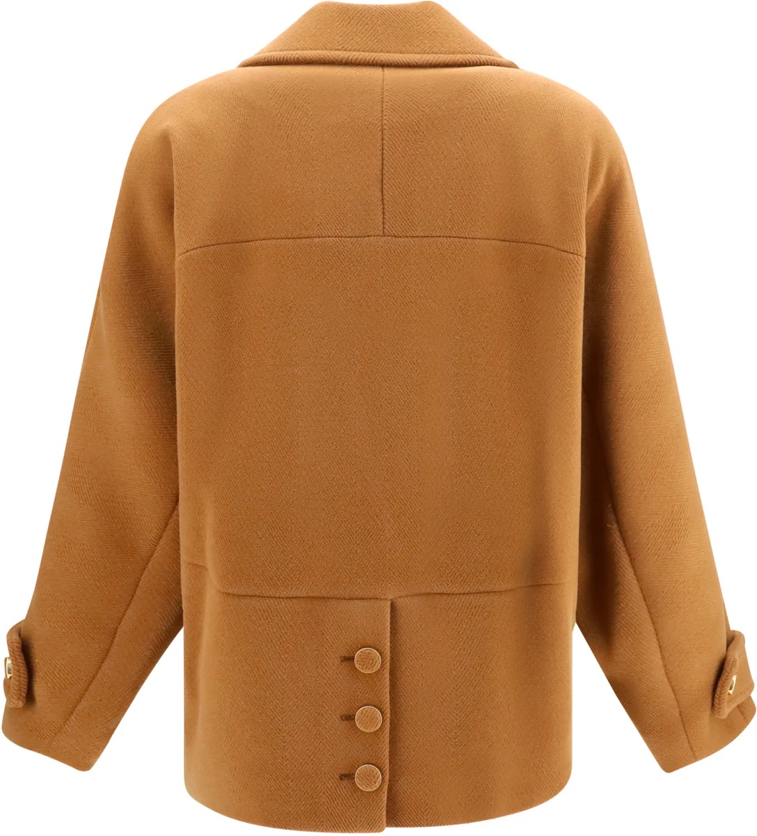 Palton Double-breasted herringbone wool short Coat - Img 2