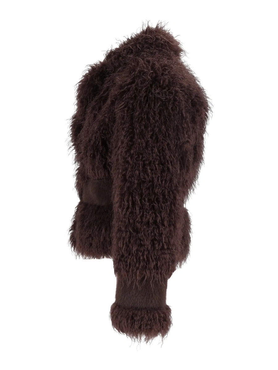 Palton FAUX MONGOLIAN FUR SHORT COAT WITH FAUX REX INSERTS - Img 2