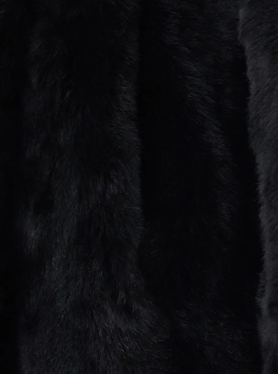Palton 'Grace' Black shearling coat with belt closure in fur for women - Img 3