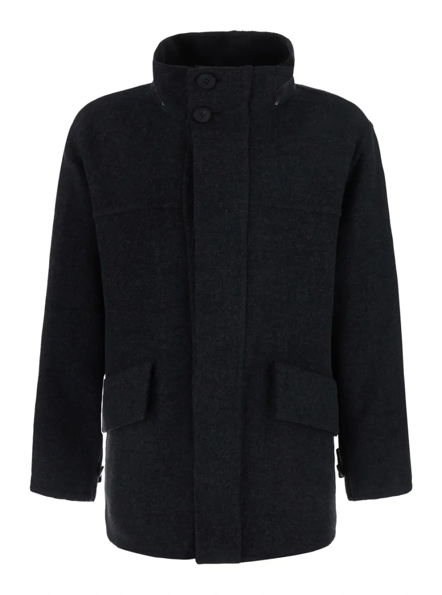 Palton Men's Coat with collar, long sleeves and pockets Grey Man - Img 4