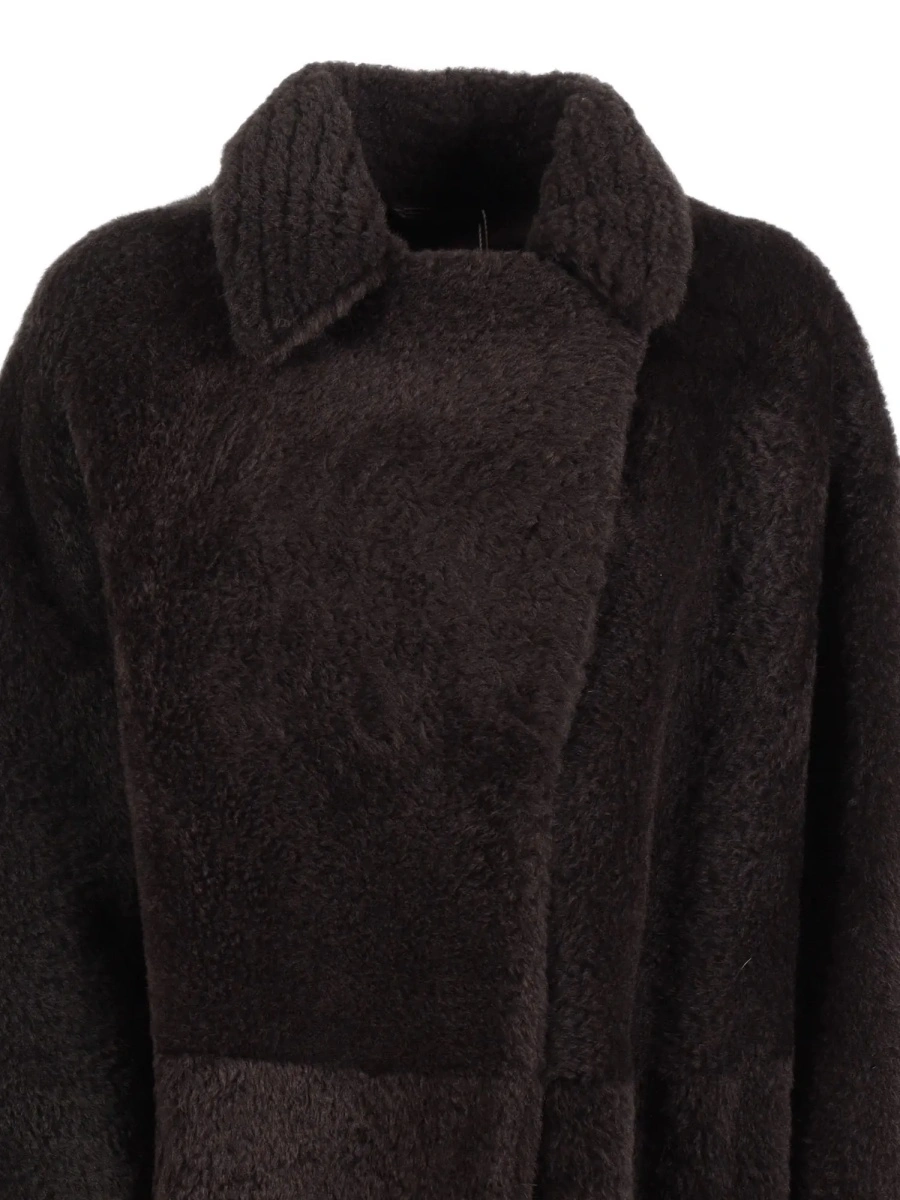 Palton NAPPED SHEARLING COAT WITH LASER-CUT INSERTS ON THE COLLAR. - Img 4