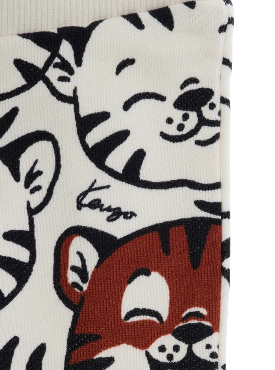 Pantaloni Beige Pants with All-Over Print and Elastic Waist in cotton Baby - Img 3