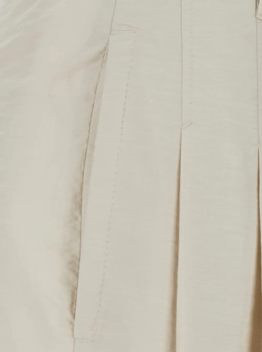 Pantaloni Beige Wide Leg Pants with Monil Detail on the Back in Cotton Blend for Women - Img 2