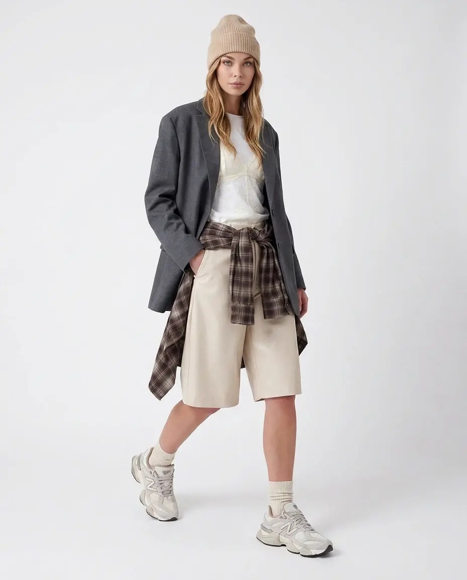 Pantaloni Bermuda shorts in leather look - Img 3
