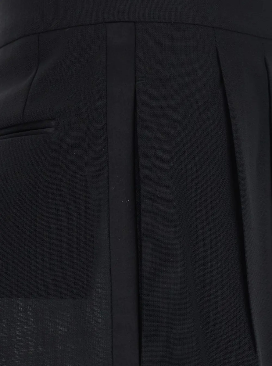 Pantaloni Black High-Waisted Pants with Front Pleats in Wool for Women - Img 3