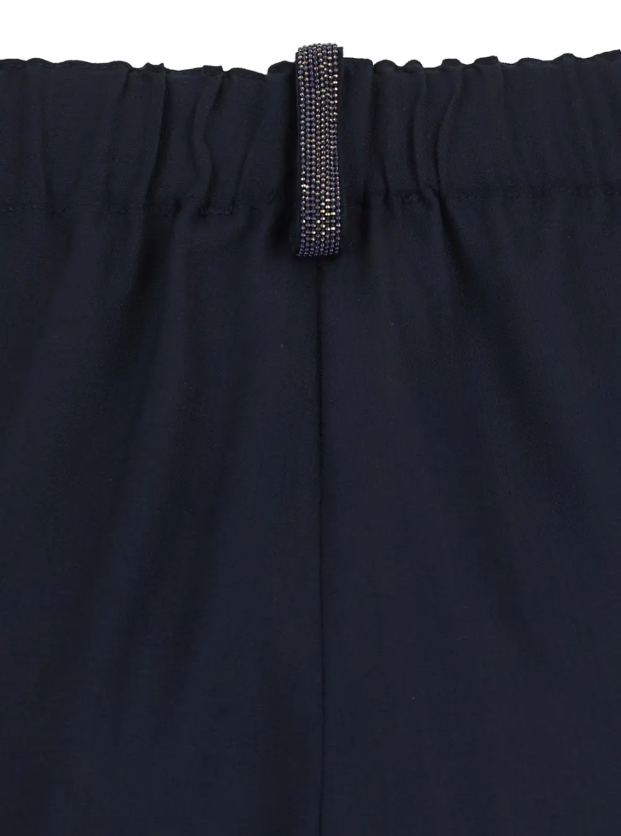 Pantaloni Blue Pants with elasticated waist and strass detail in wool blend woman - Img 3