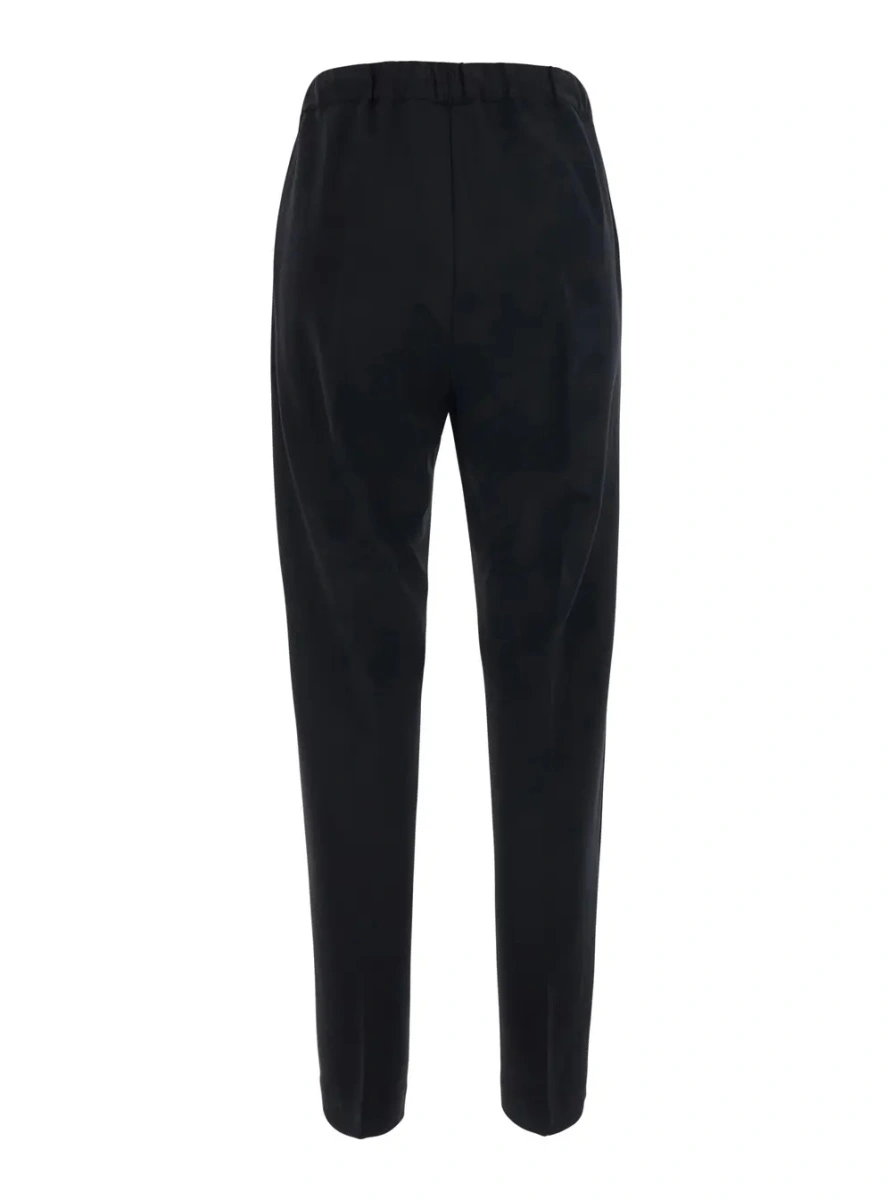 Pantaloni 'Buddy' Black pants with elastic drawstring waistband in fabric for women - Img 2