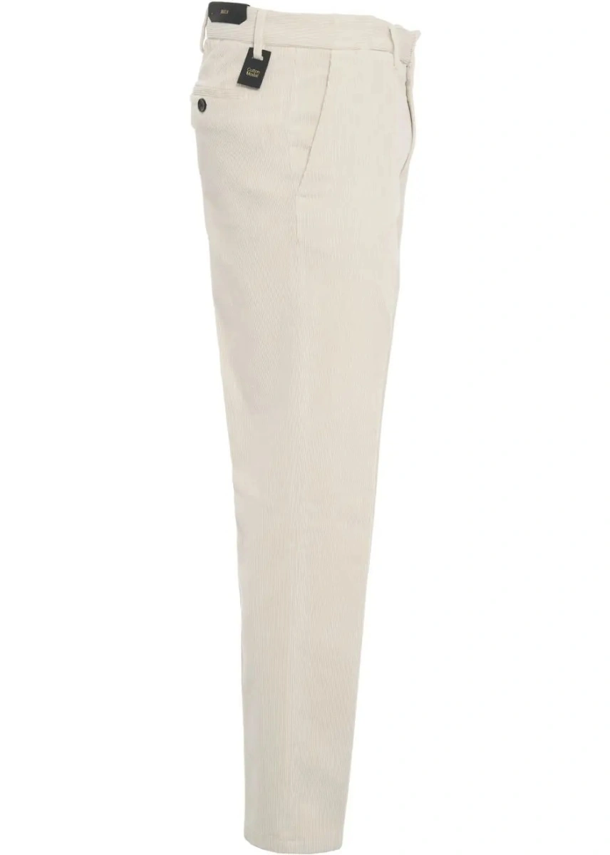Pantaloni casual Briglia albi din catifea reiata - Img 3
