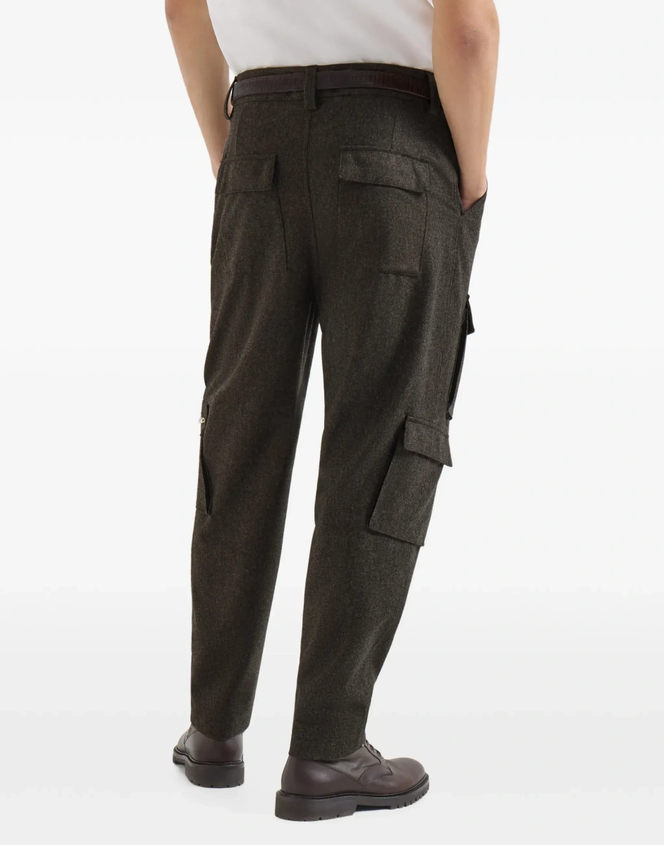 Pantaloni casual Brunello Cucinelli maro din lana - Img 7