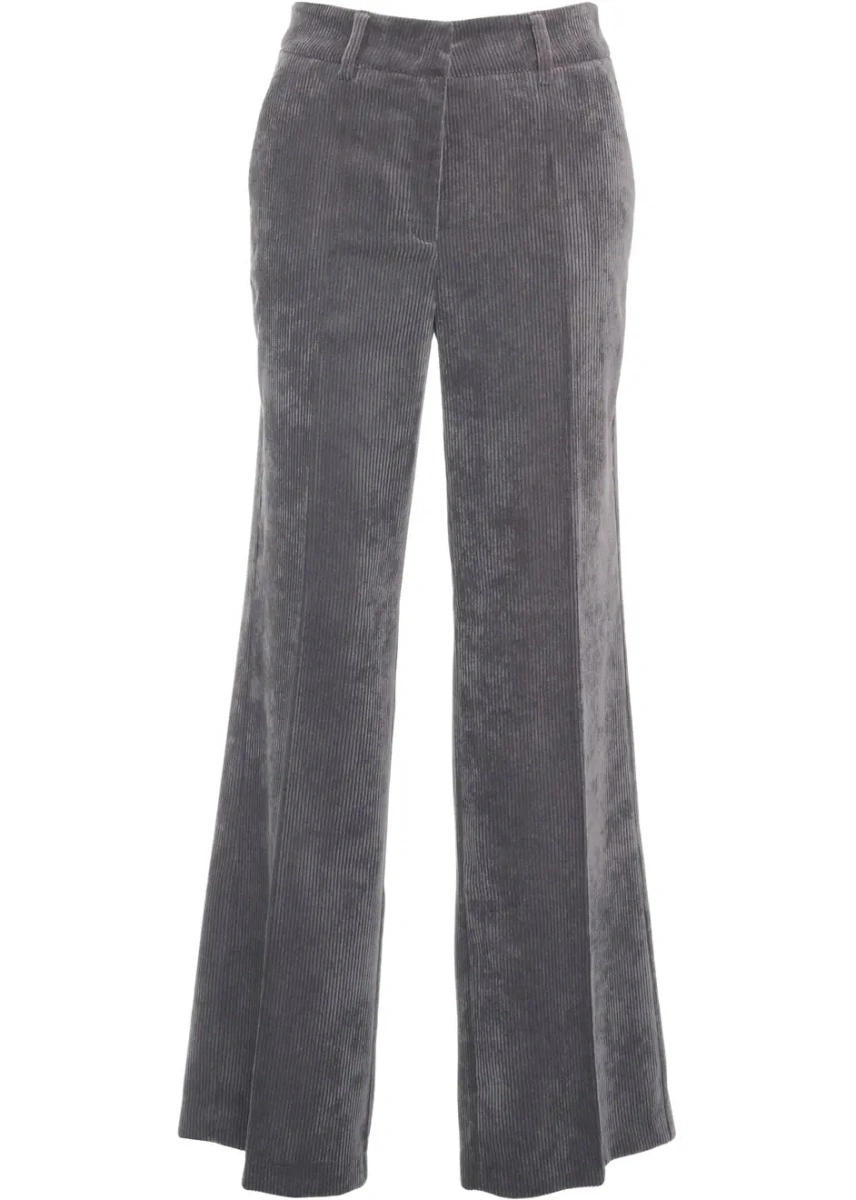 Pantaloni casual Cambio gri din catifea reiata - Img 2
