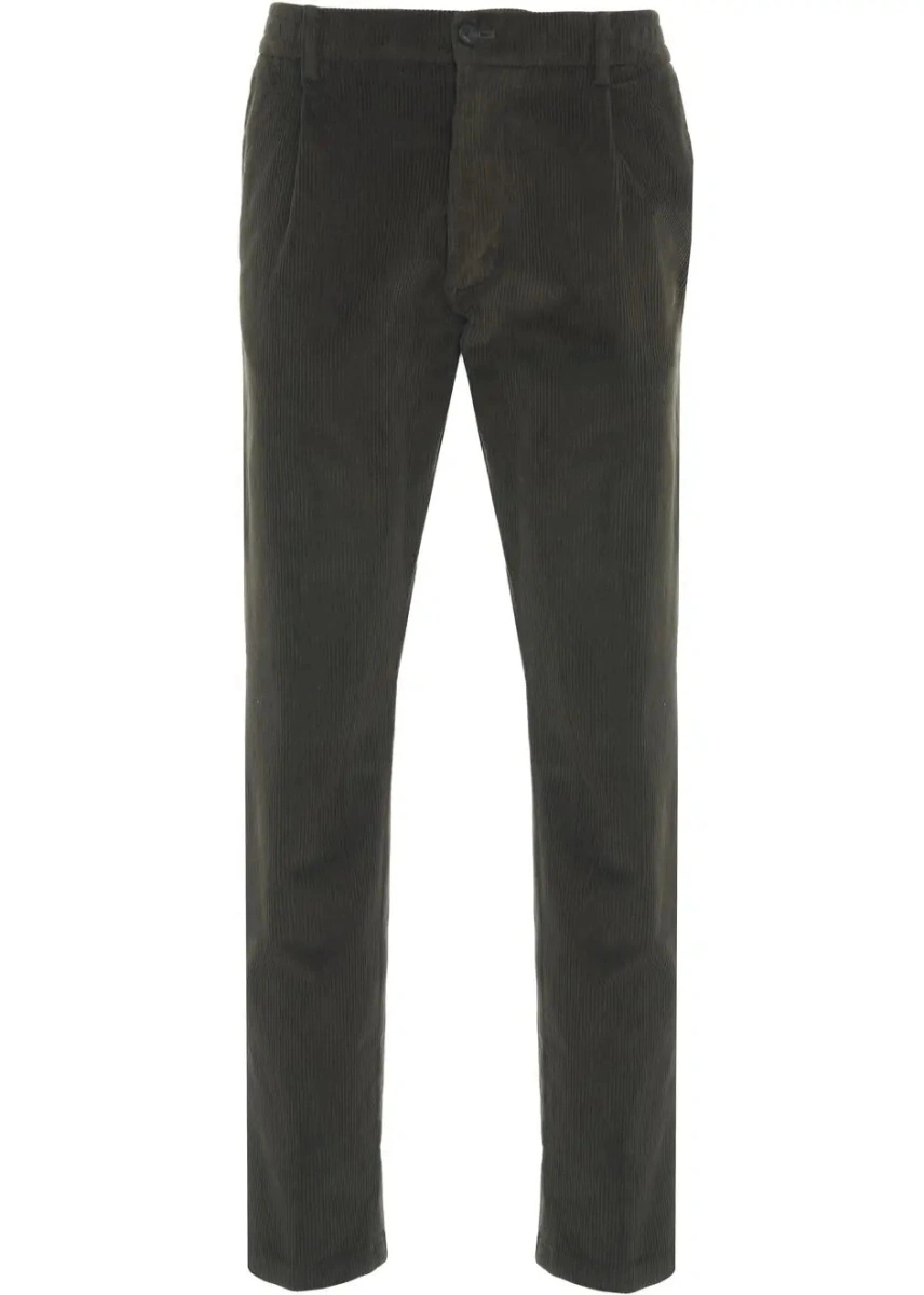 Pantaloni casual Cruna verzi din catifea reiata - Img 2