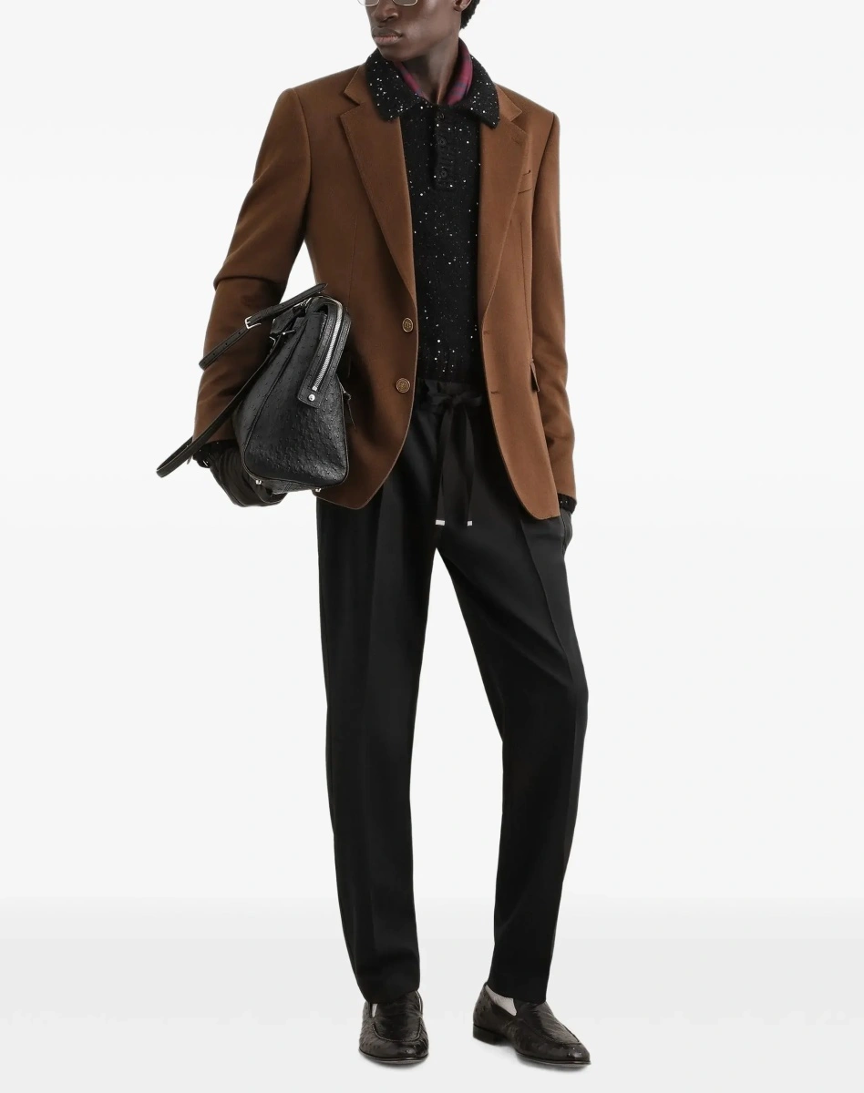 Pantaloni casual Dolce &amp; Gabbana negri din lana - Img 4