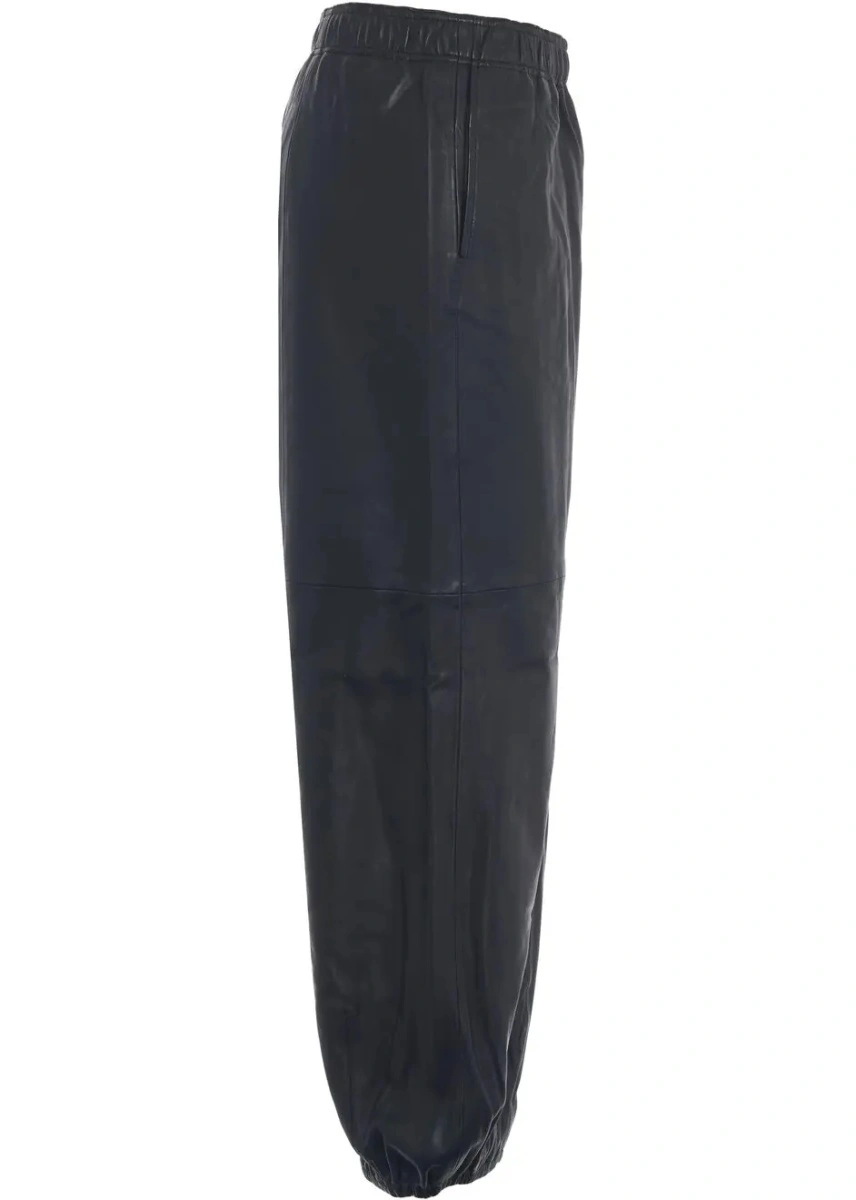 Pantaloni casual Herskind negri din piele - Img 4