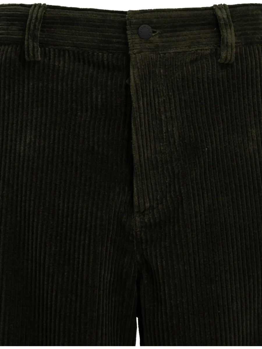 Pantaloni casual Moncler Grenoble verzi din catifea reiata - Img 3