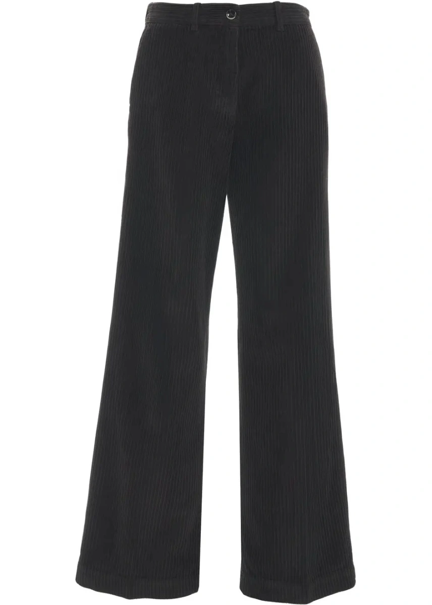 Pantaloni casual Nine in the morning maro din catifea reiata 'Fiamma' - Img 2