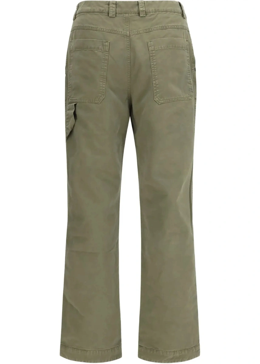 Pantaloni casual Off-White verzi din bumbac - Img 4