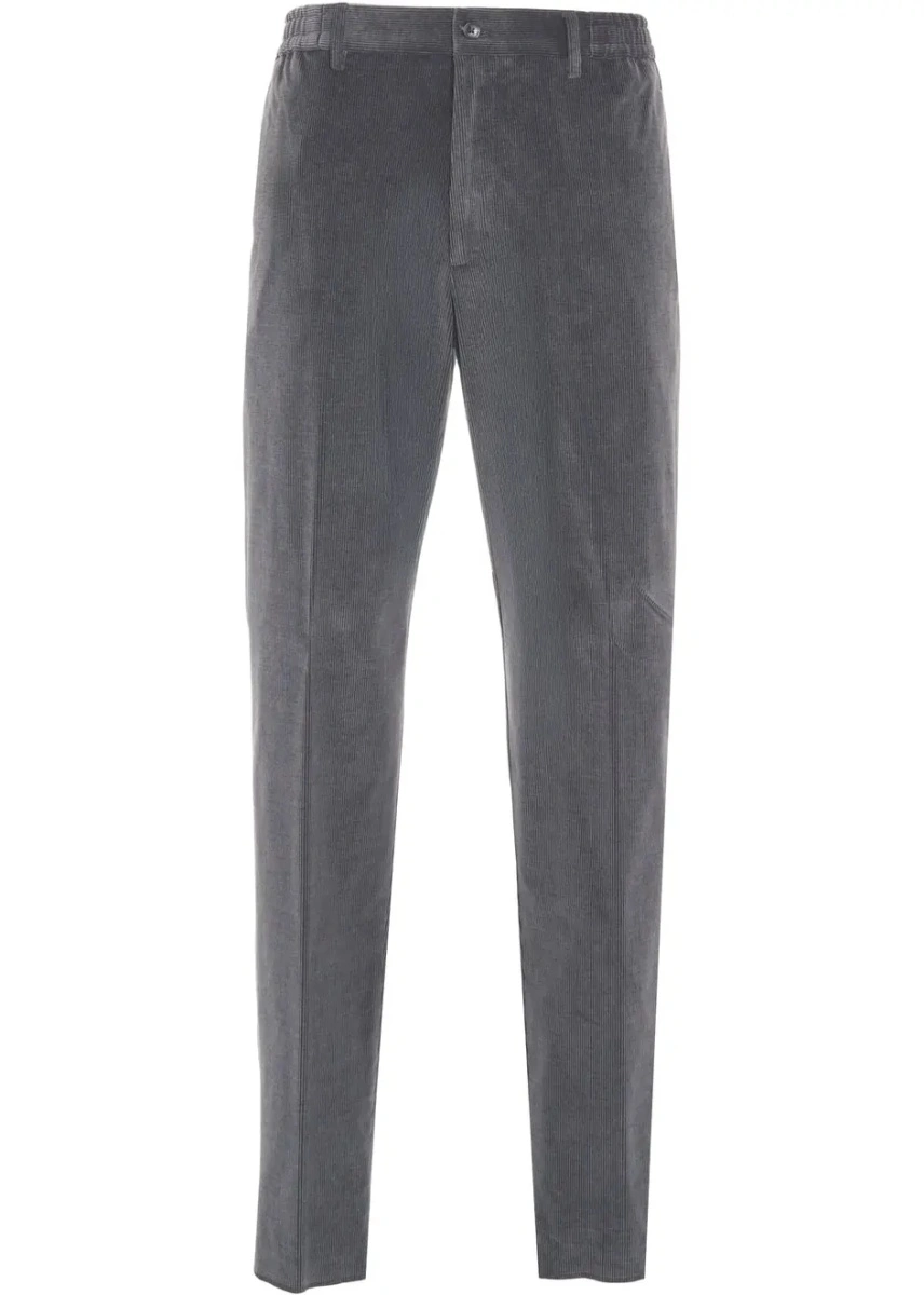 Pantaloni casual Tagliatore gri din catifea reiata - Img 2