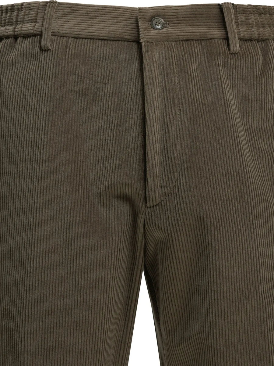 Pantaloni casual Tagliatore maro din catifea reiata - Img 3
