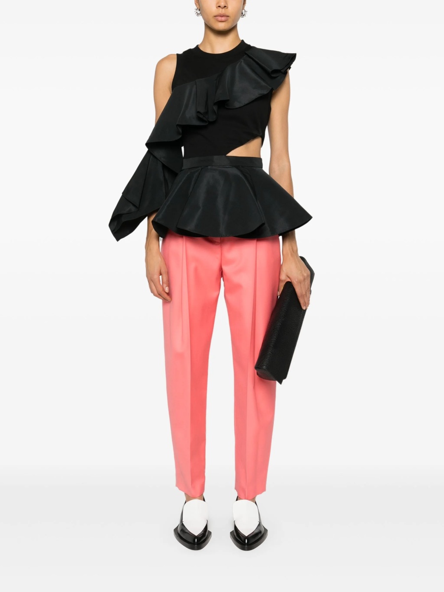 Pantaloni conici Alexander McQueen roz din lana - Img 2