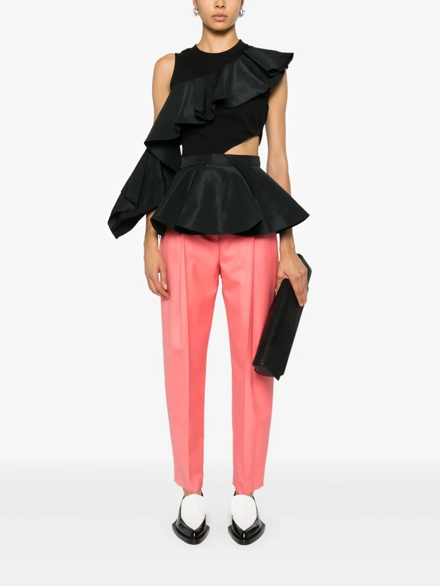 Pantaloni conici Alexander McQueen roz din lana - Img 2
