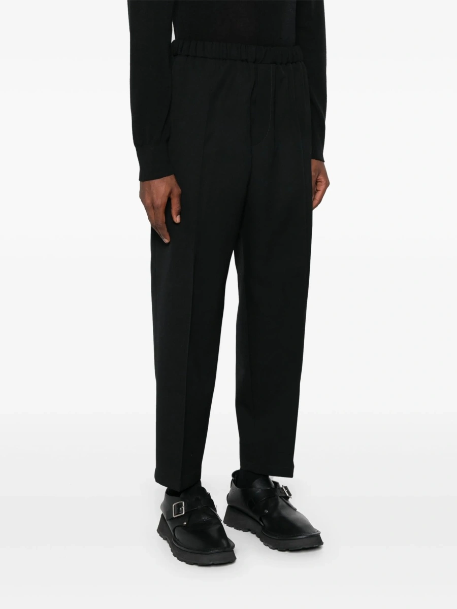 Pantaloni conici Jil Sander negri din lana - Img 3