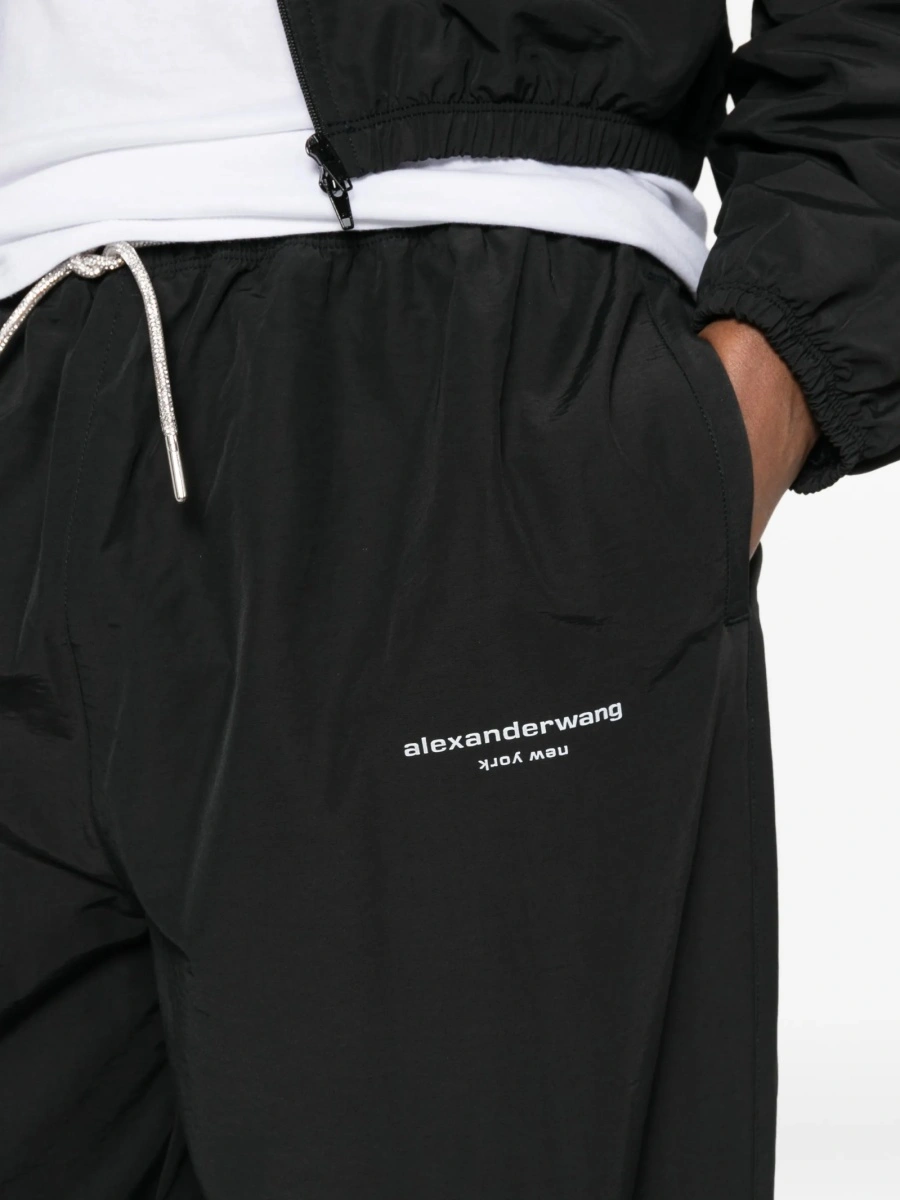 Pantaloni de trening Alexander Wang negri din poliamida si bumbac - Img 5