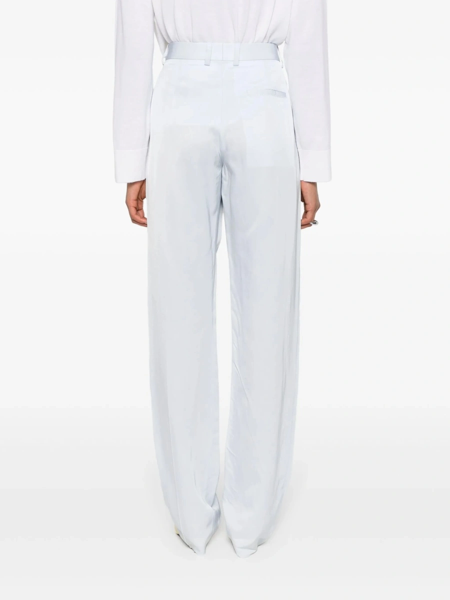 Pantaloni drepti Bottega Veneta albastri din vascoza - Img 4