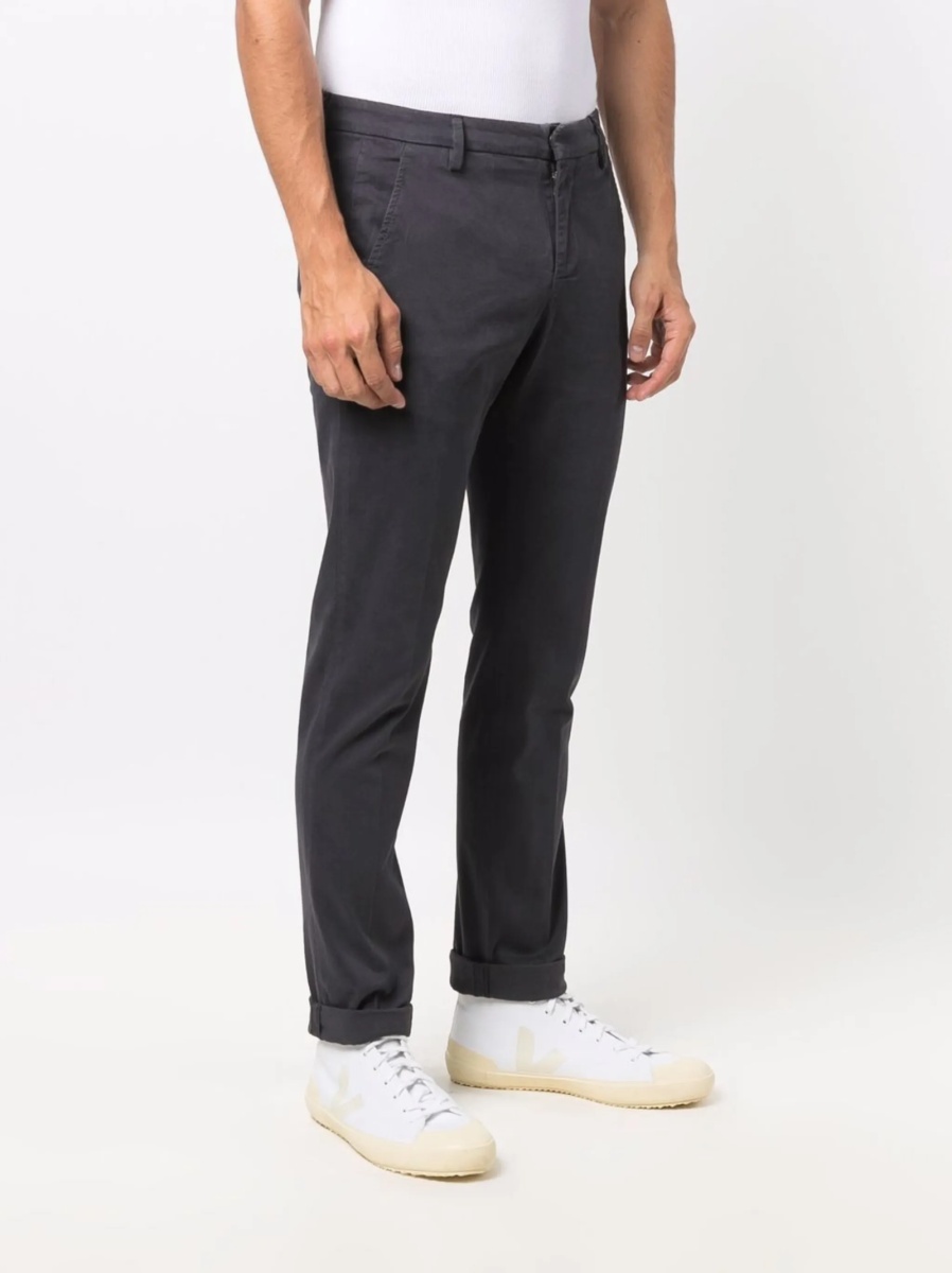 Pantaloni drepti Dondup gri din bumbac si spandex/elastan - Img 3