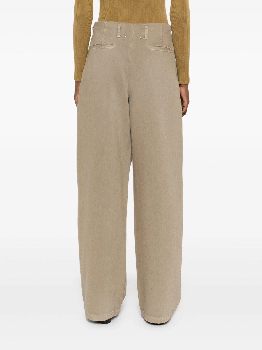 Pantaloni drepti Golden Goose verzi din bumbac si fibre - Img 4