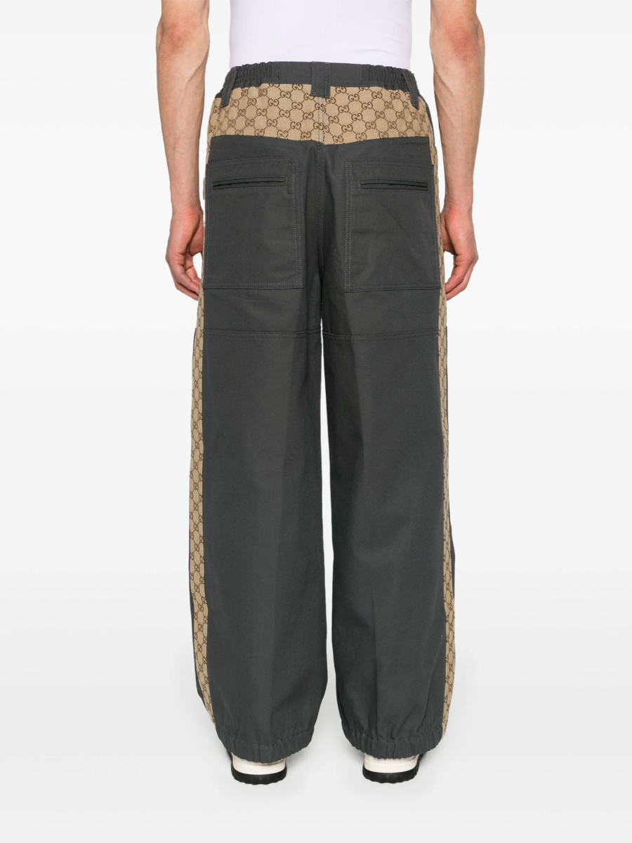 Pantaloni drepti Gucci gri din bumbac - Img 4