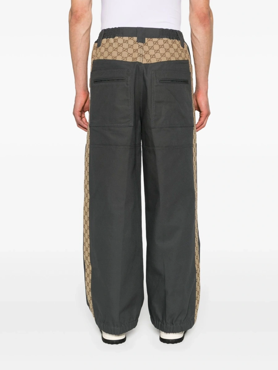 Pantaloni drepti Gucci gri din bumbac - Img 4