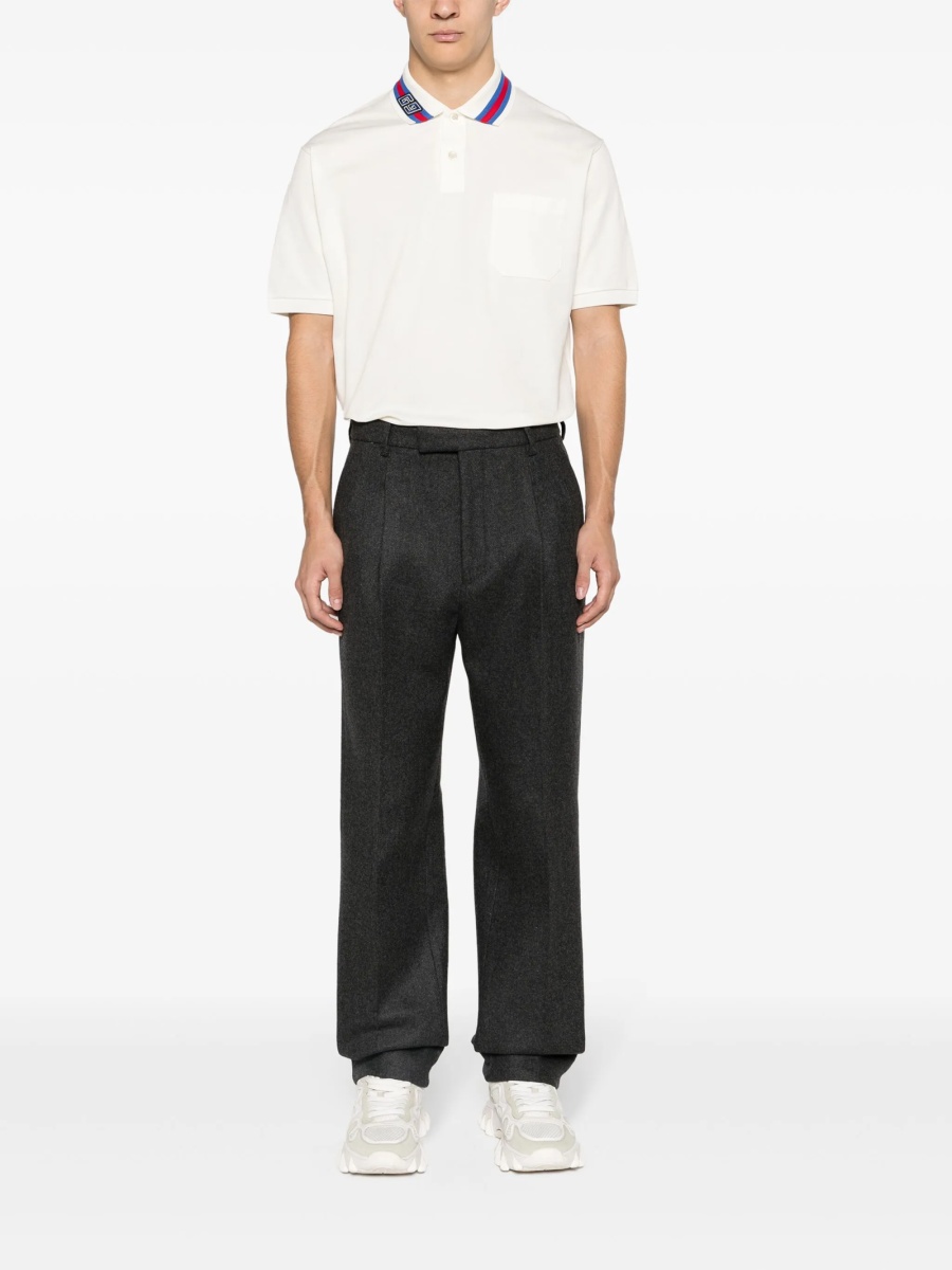 Pantaloni drepti Gucci gri din lana si casmir - Img 2