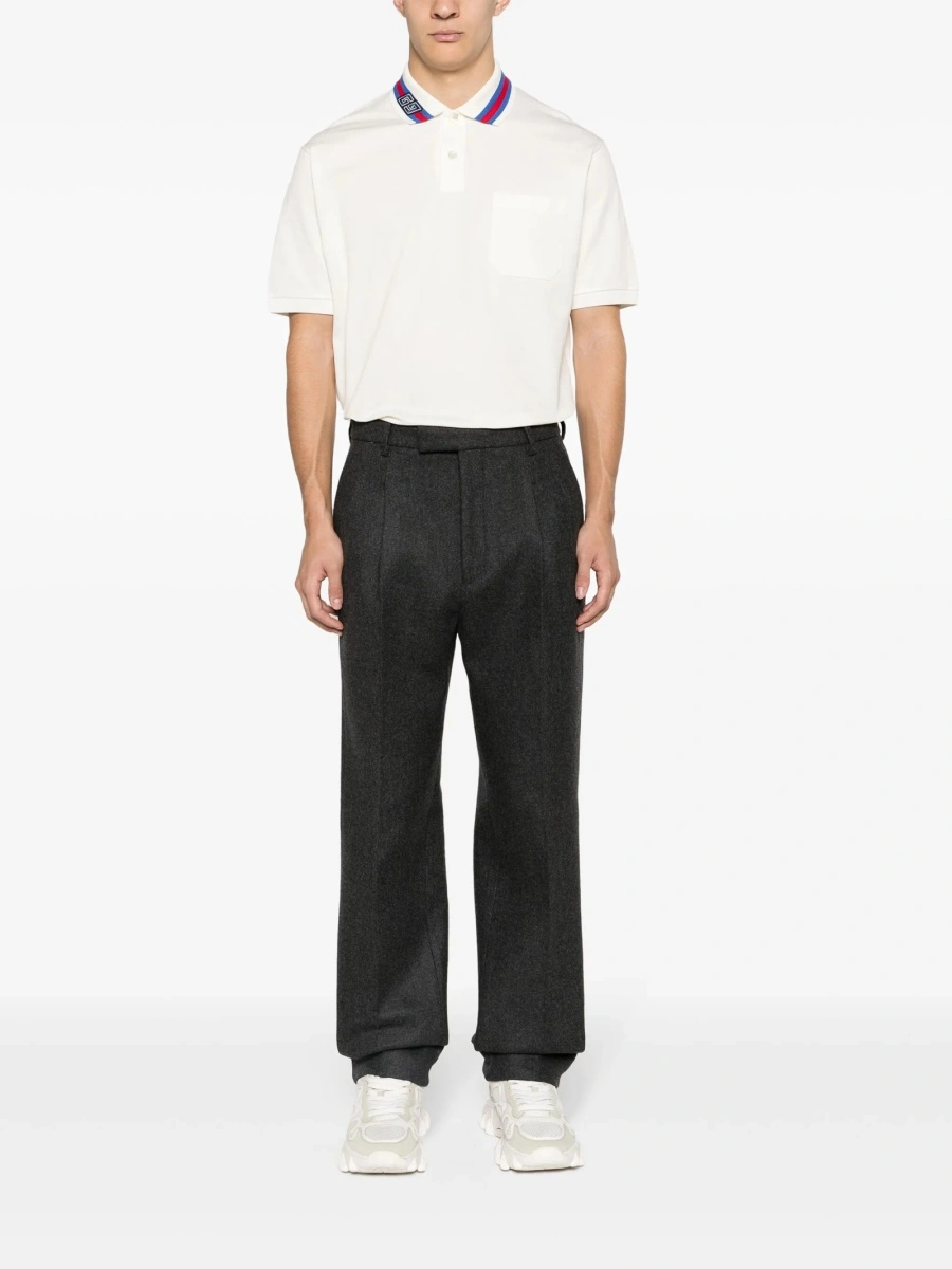 Pantaloni drepti Gucci gri din lana si casmir - Img 2