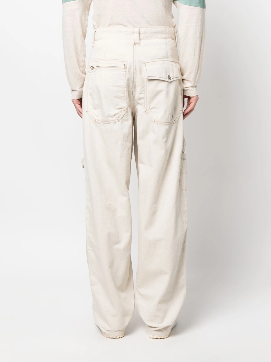 Pantaloni drepti Isabel Marant neutri din canepa si bumbac - Img 4
