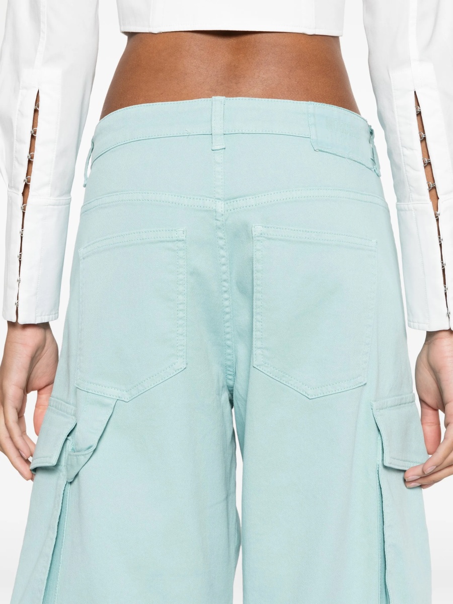 Pantaloni drepti MOSCHINO JEANS albastri din bumbac si elastan - Img 5