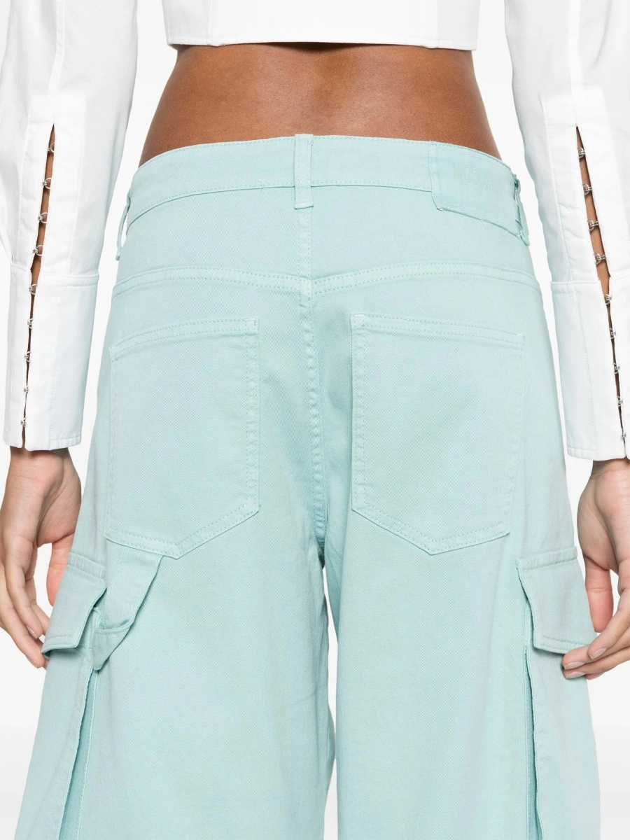 Pantaloni drepti MOSCHINO JEANS albastri din bumbac si elastan - Img 5