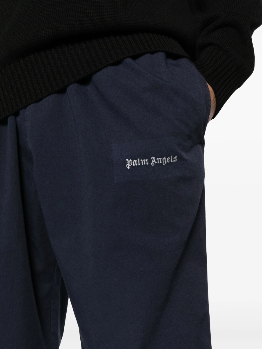 Pantaloni drepti Palm Angels albastri din polyester si bumbac - Img 5