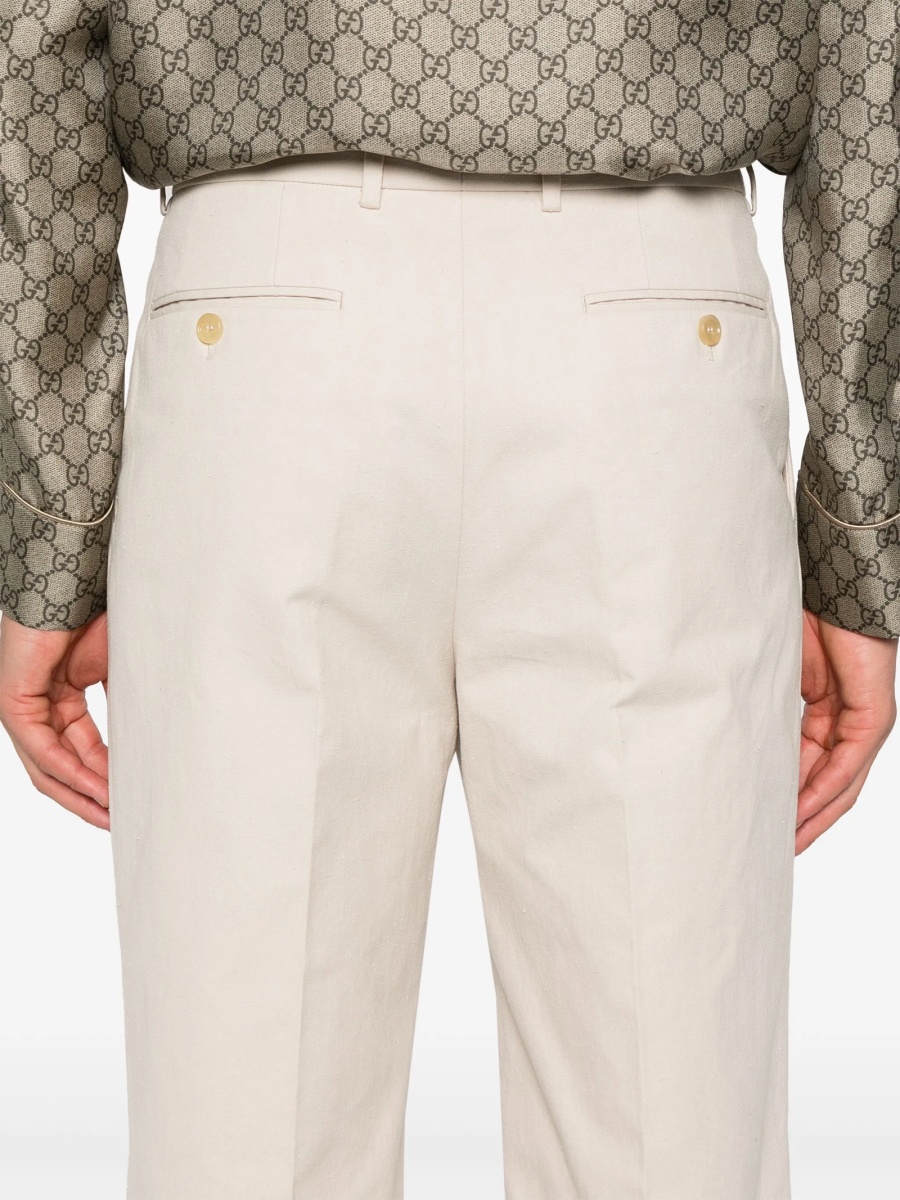 Pantaloni eleganti Gucci Horsebit neutri din polyester si bumbac - Img 5