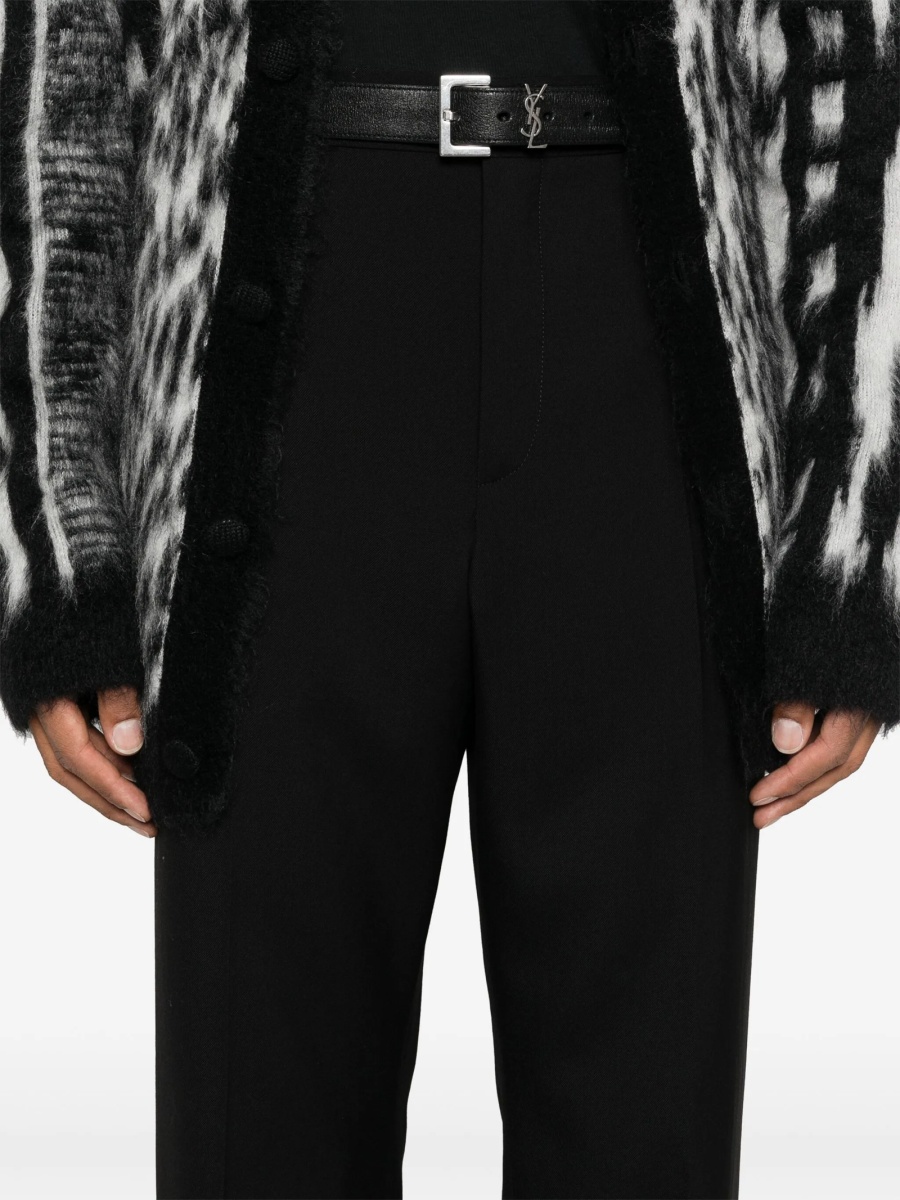 Pantaloni eleganti Saint Laurent negri din lana - Img 5