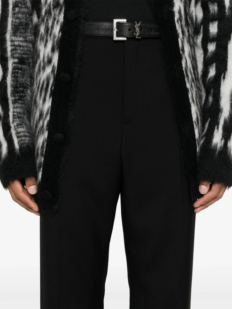 Pantaloni eleganti Saint Laurent negri din lana - Img 5