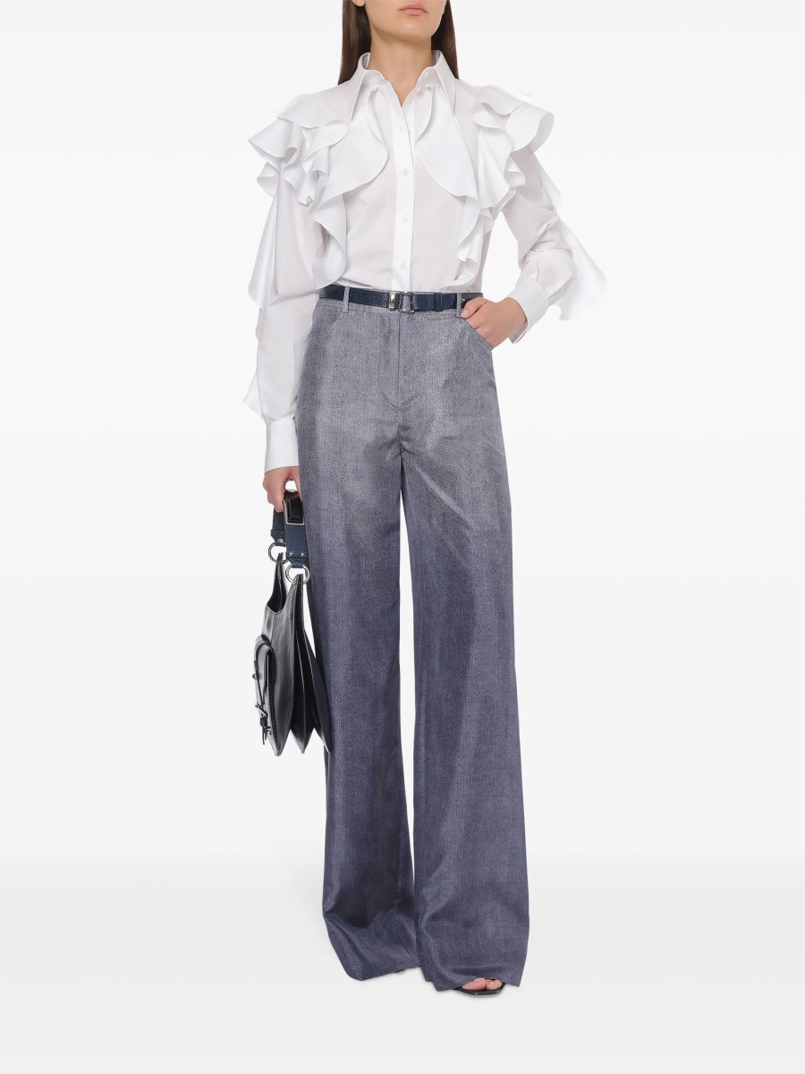 Pantaloni evazati Alberta Ferretti albastri - Img 2