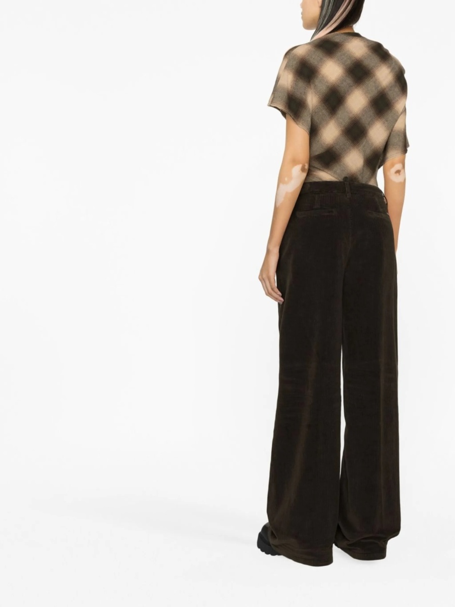 Pantaloni evazati DSQUARED2 maro din bumbac si spandex/elastan - Img 4
