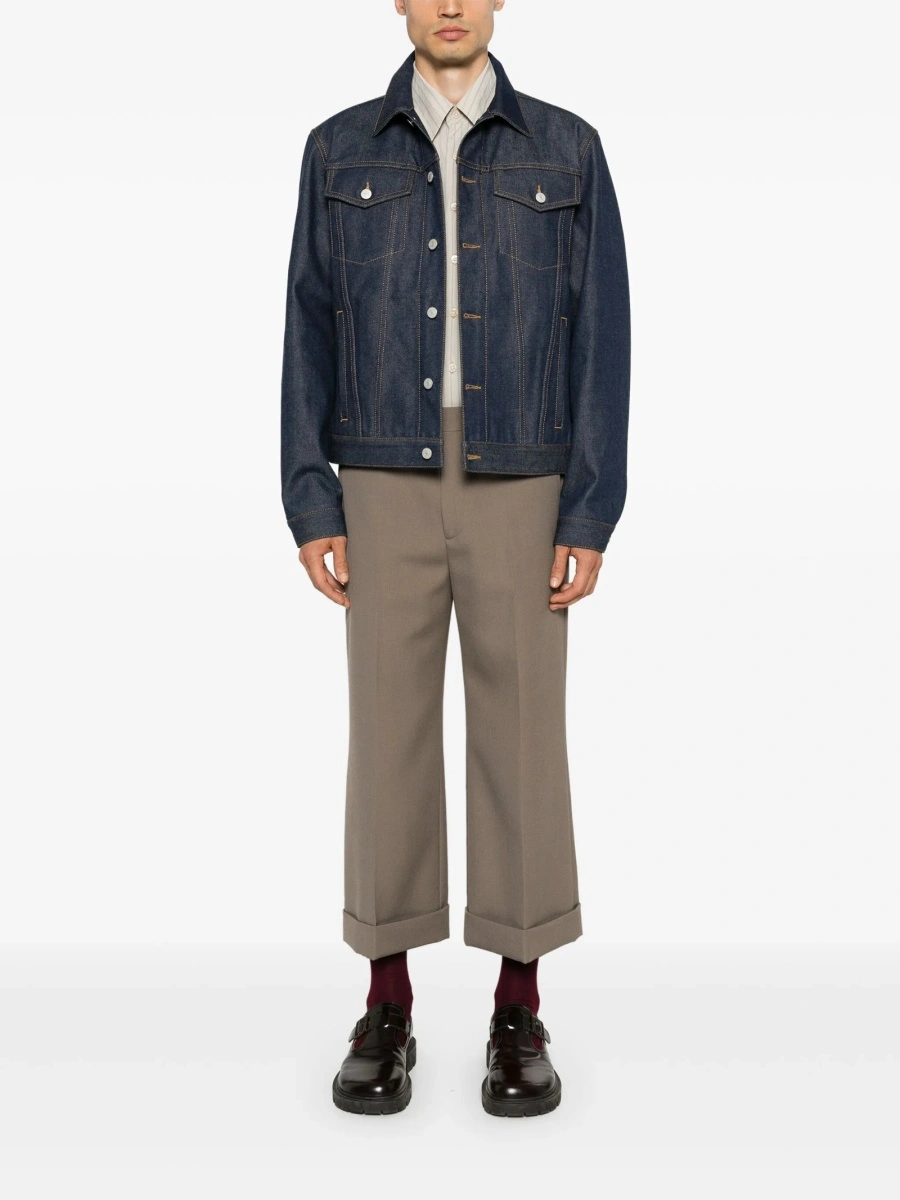 Pantaloni evazati Gucci maro din lana - Img 2