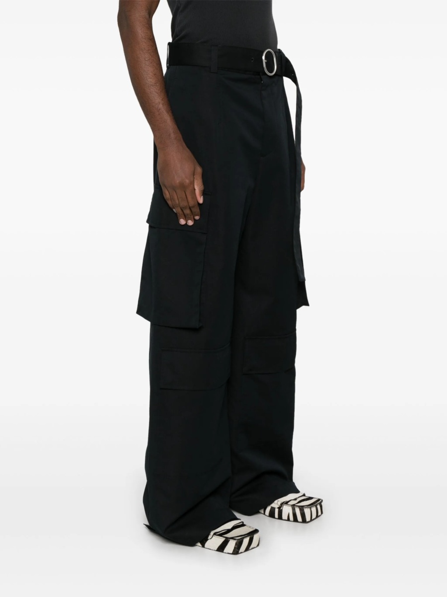Pantaloni evazati Jil Sander negri din matase si bumbac - Img 3